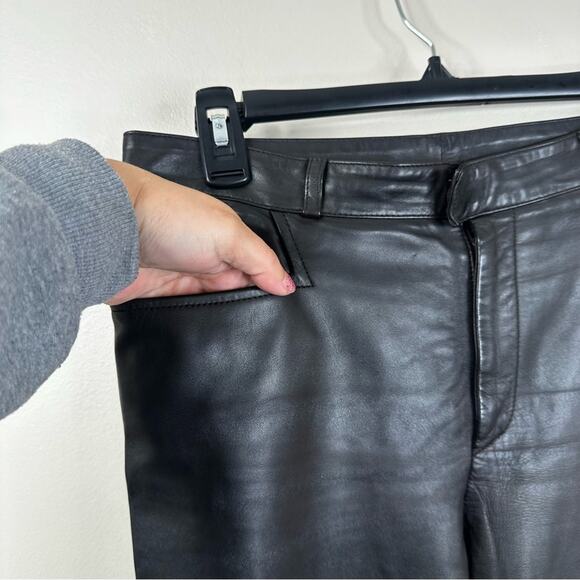 GUCCI Vintage Leather Pants Womens 44/ US 8 Dark Brown Straight Leg - Picture 3 of 11